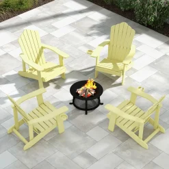 Tangkula Oversized Adirondack Chair, Patio Lounge Chairs w/Adjustable Cup Holder