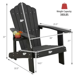 Tangkula Oversized Adirondack Chair, Patio Lounge Chairs w/Adjustable Cup Holder