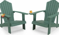 Tangkula Oversized Adirondack Chair, Patio Lounge Chairs w/Adjustable Cup Holder