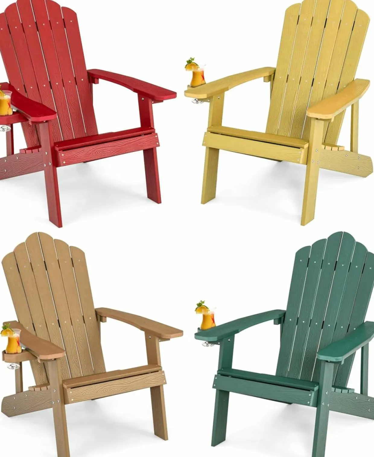 Tangkula Oversized Adirondack Chair, Patio Lounge Chairs w/Adjustable Cup Holder