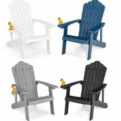 Tangkula Oversized Adirondack Chair, Patio Lounge Chairs w/Adjustable Cup Holder