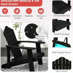 Tangkula Oversized Adirondack Chair, Patio Lounge Chairs w/Adjustable Cup Holder