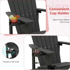 Tangkula Oversized Adirondack Chair, Patio Lounge Chairs w/Adjustable Cup Holder