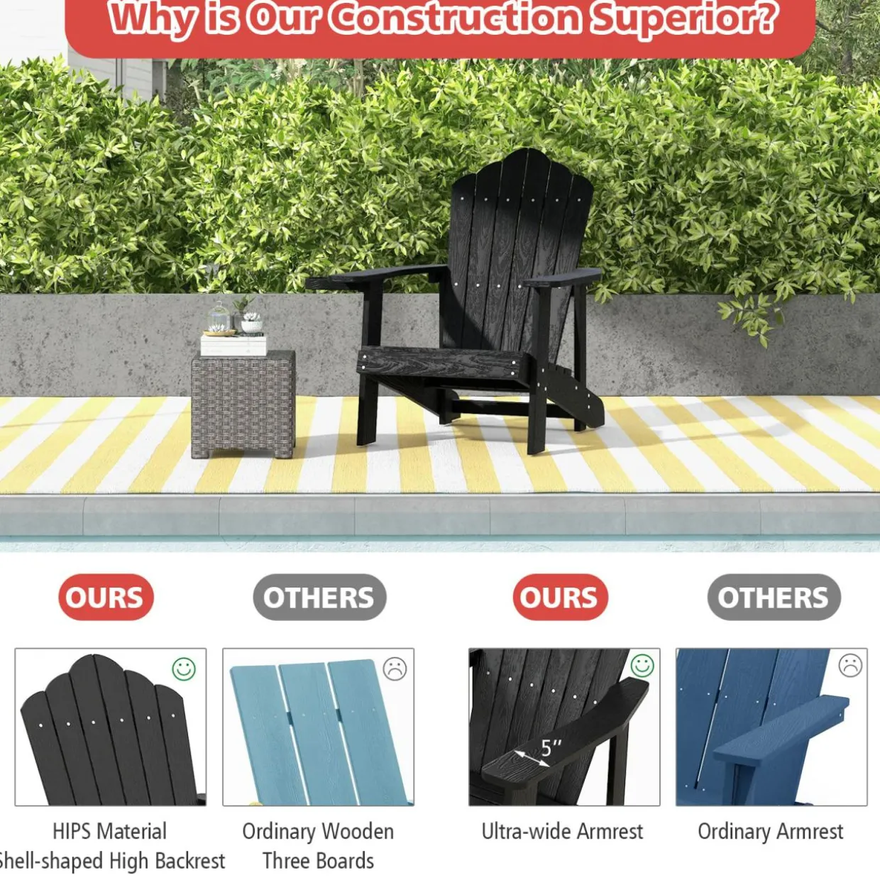 Tangkula Oversized Adirondack Chair, Patio Lounge Chairs w/Adjustable Cup Holder