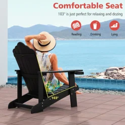 Tangkula Oversized Adirondack Chair, Patio Lounge Chairs w/Adjustable Cup Holder