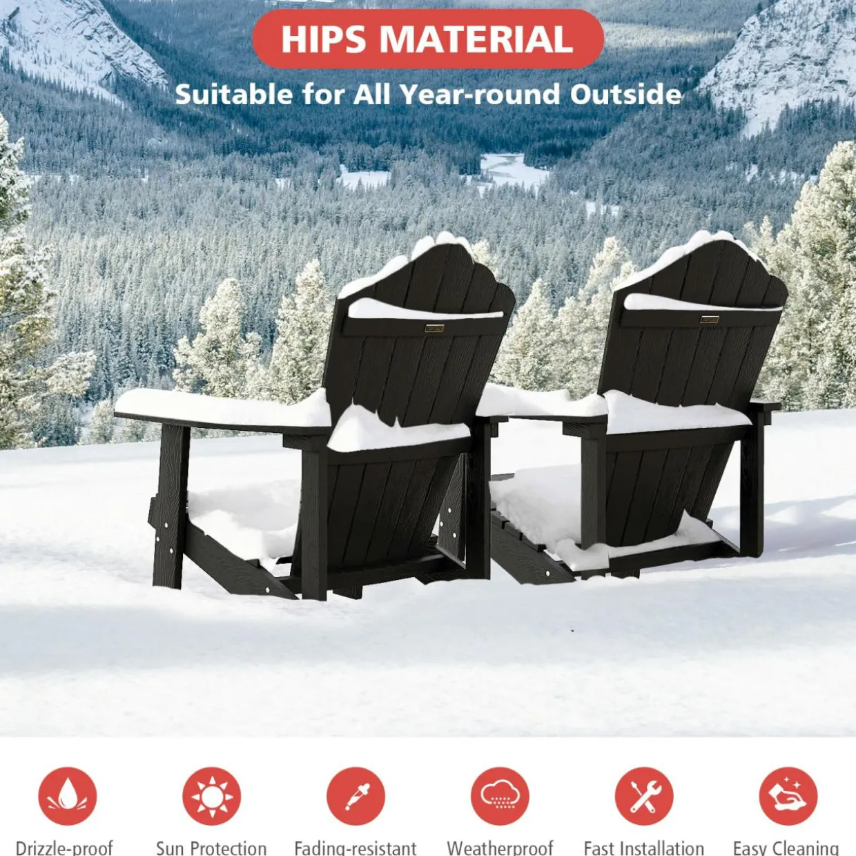 Tangkula Oversized Adirondack Chair, Patio Lounge Chairs w/Adjustable Cup Holder