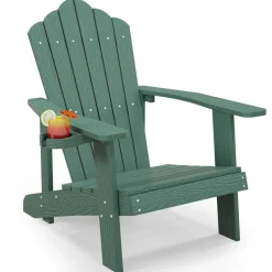 Tangkula Oversized Adirondack Chair, Patio Lounge Chairs w/Adjustable Cup Holder