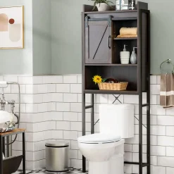 Tangkula Over-The-Toilet Storage Cabinet, Freestanding 4-Tier Bathroom Organizer Rack