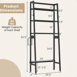 Tangkula Over-The-Toilet Storage Rack, 3-Tier Freestanding Bathroom Space Saver Shelf w/ 2 Hanging Hooks