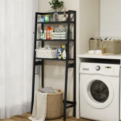 Tangkula Over-The-Toilet Storage Rack, 3-Tier Freestanding Bathroom Space Saver Shelf w/ 2 Hanging Hooks