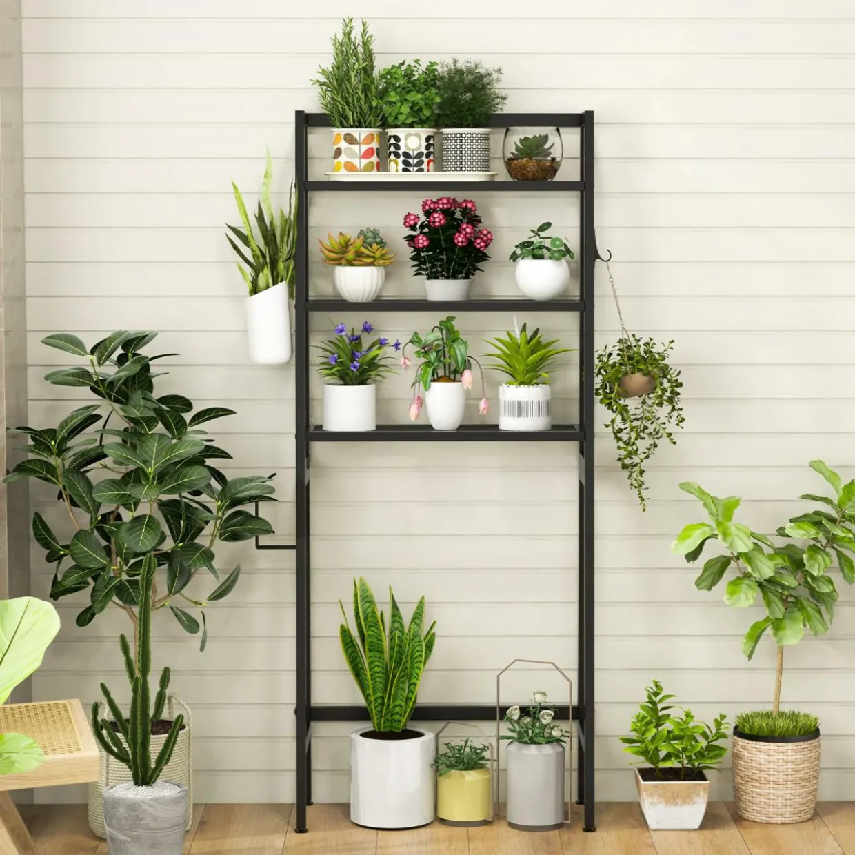 Tangkula Over-The-Toilet Storage Rack, 3-Tier Freestanding Bathroom Space Saver Shelf w/ 2 Hanging Hooks