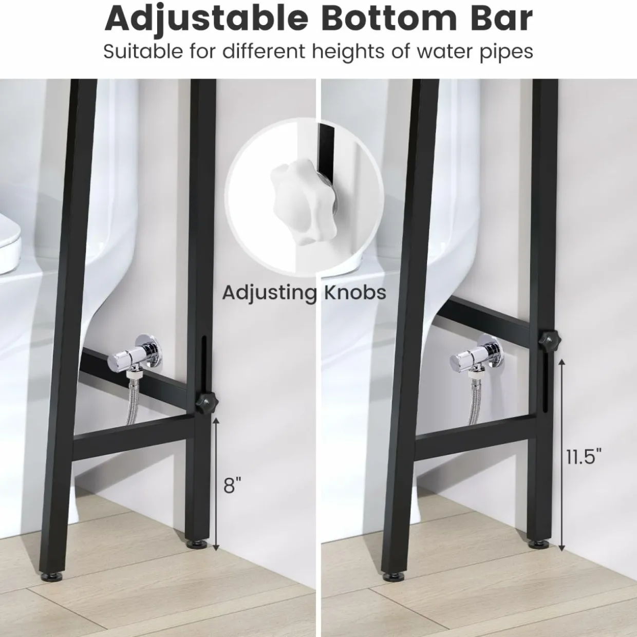 Tangkula Over-The-Toilet Storage Rack, 3-Tier Freestanding Bathroom Space Saver Shelf w/ 2 Hanging Hooks