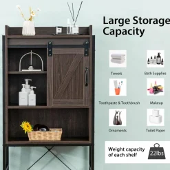 Tangkula Over-The-Toilet Storage Cabinet, Freestanding 4-Tier Bathroom Organizer Rack
