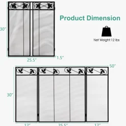 Tangkula 3-Panel Fireplace Screen, Folding Decorative Spark Guard with Exquisite Pattern for Baby & Pets