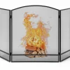 Tangkula 3-Panel Folding Fireplace Screen, Wrought Iron Spark Guard Fence, 48.5