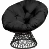 Tangkula Papasan Chair Rattan Ergonomic Chair w/ 360-degree Swivel and Soft Cushion, Solid Structure & Stable Base