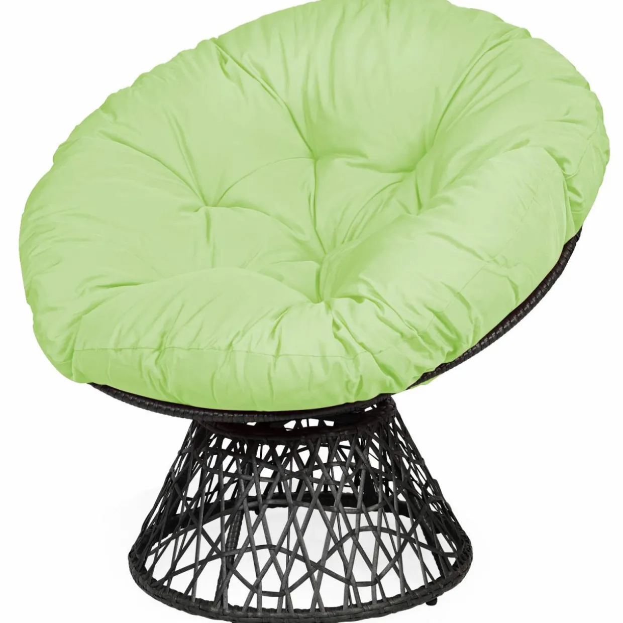 Tangkula Papasan Chair Rattan Ergonomic Chair w/ 360-degree Swivel and Soft Cushion, Solid Structure & Stable Base