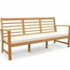 Tangkula Patio 64 Inch Wood Bench, 3-Seat Extra Long Acacia Chair w/Seat Cushion