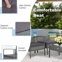 Tangkula Patio 4 Piece Rattan Furniture Set, Patiojoy Outdoor Wicker Conversation Set