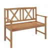 Tangkula Patio Acacia Wood Bench, 2-Person Outdoor Loveseat Chair
