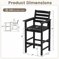Tangkula Patio Adirondack Bar Chairs Set of 2/4