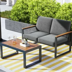Tangkula Patio Aluminum Sofa Set of 2