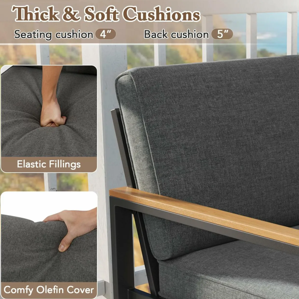 Tangkula Patio Aluminum Sofa Set of 2