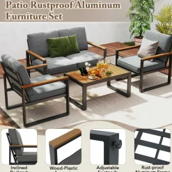 Tangkula Patio Aluminum Sofa Set of 2
