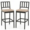 Tangkula Patio Bar Chairs, Heavy-Duty Metal Frame Bar Stools w/Backrest, Indoor Outdoor Barstools