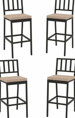 Tangkula Patio Bar Chairs, Heavy-Duty Metal Frame Bar Stools w/Backrest, Indoor Outdoor Barstools