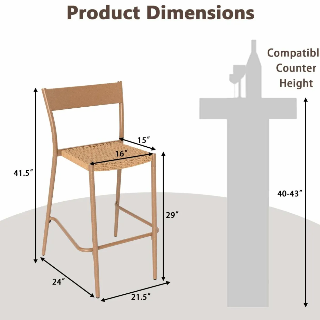Tangkula Patio Barstools Set of 2/4