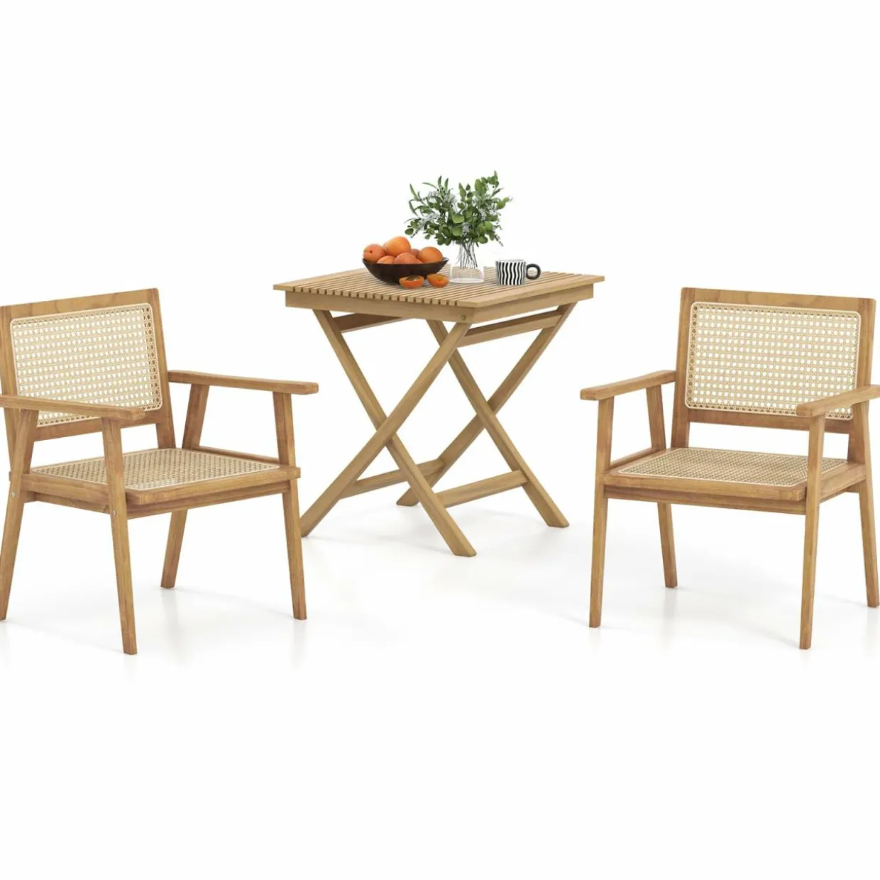 Tangkula Patio Bistro Table Chair Set