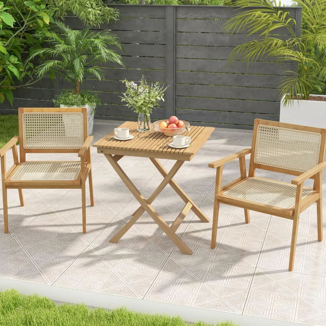 Tangkula Patio Bistro Table Chair Set