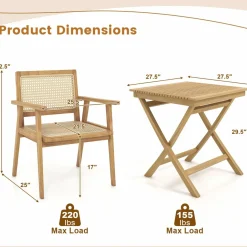 Tangkula Patio Bistro Table Chair Set