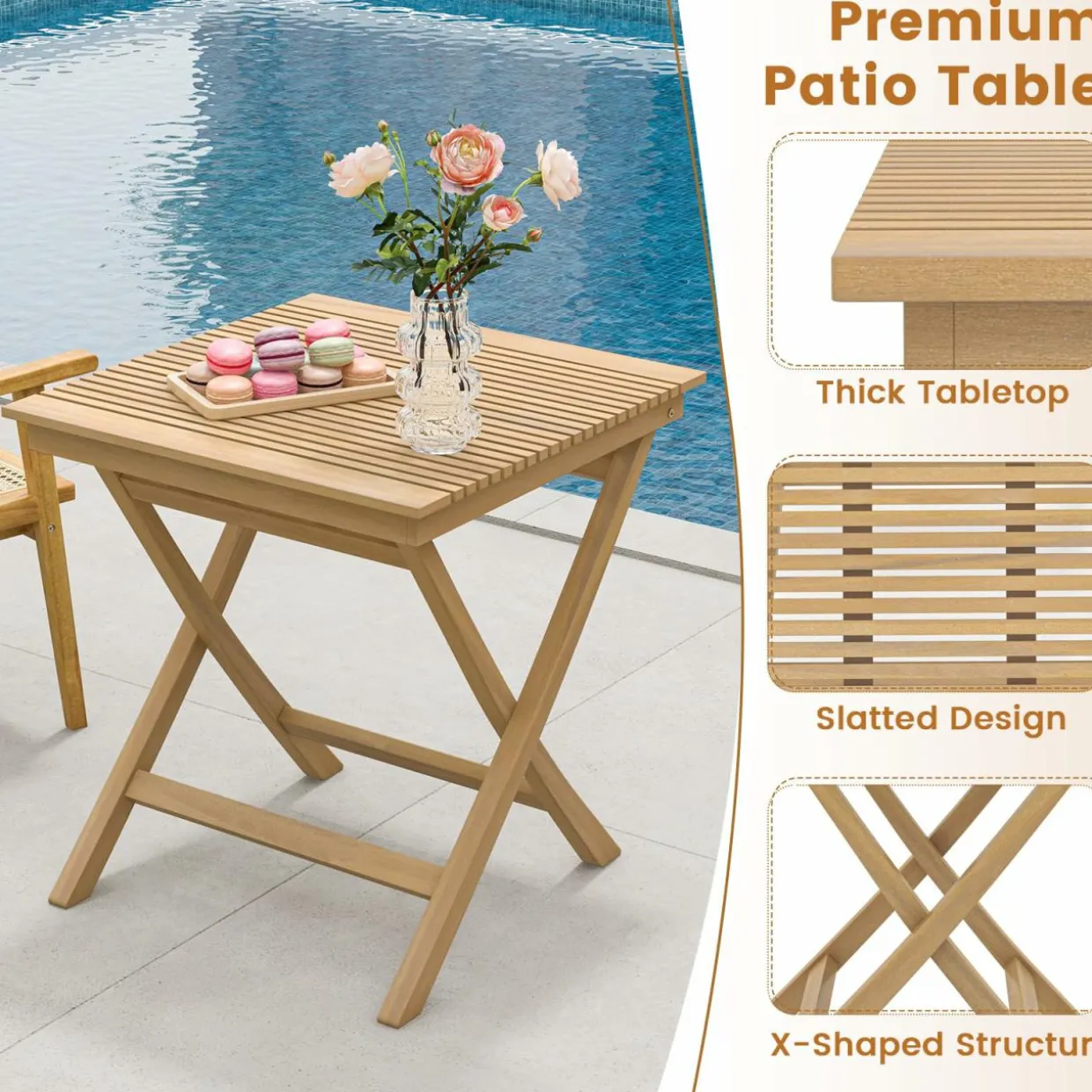Tangkula Patio Bistro Table Chair Set