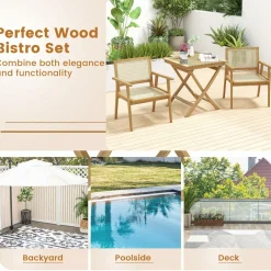 Tangkula Patio Bistro Table Chair Set
