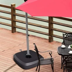 Tangkula Patio Cantilever Offset Umbrella Base with Wheels, Up to 330 lbs, Water/Sand Filled Weight Outdoor Umbrella Base