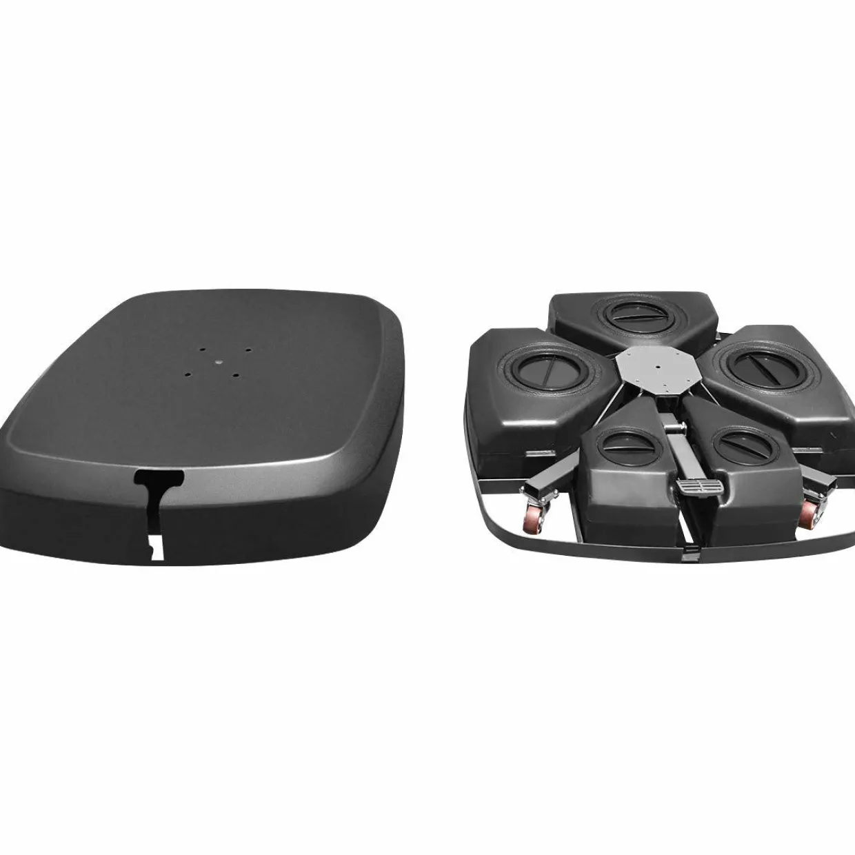 Tangkula Patio Cantilever Offset Umbrella Base with Wheels, Up to 330 lbs, Water/Sand Filled Weight Outdoor Umbrella Base