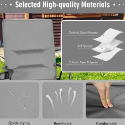 Tangkula Patio Chairs Folding, No Assembly High Back Cushioned Heavy Duty Steel Frame Outdoor Chair with Cup Holder