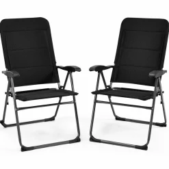 Tangkula Patio Chairs Set of 2/4, Folding Patio Dining Chairs with 7 Adjustable Backrest Positions