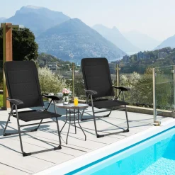 Tangkula Patio Chairs Set of 2/4, Folding Patio Dining Chairs with 7 Adjustable Backrest Positions