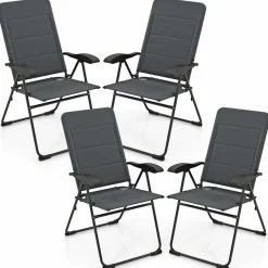 Tangkula Patio Chairs Set of 2/4, Folding Patio Dining Chairs with 7 Adjustable Backrest Positions