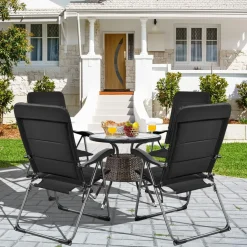 Tangkula Patio Chairs Set of 2/4, Folding Patio Dining Chairs with 7 Adjustable Backrest Positions