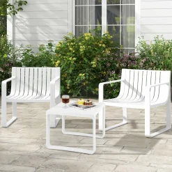 Tangkula Patio Chairs Set of 2/4, Weather-Resistant Plastic Outdoor Armchairs