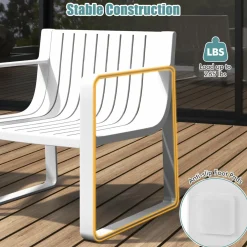 Tangkula Patio Chairs Set of 2/4, Weather-Resistant Plastic Outdoor Armchairs