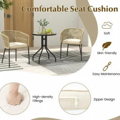 Tangkula Patio Chairs Set of 4, Upholstered Accent Chairs w/Curved Backrest