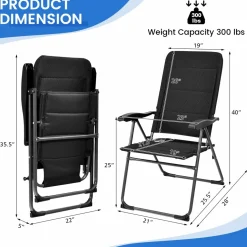 Tangkula Patio Chairs Set of 2/4, Folding Patio Dining Chairs with 7 Adjustable Backrest Positions