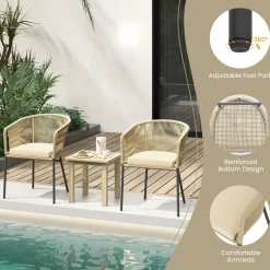 Tangkula Patio Chairs Set of 4, Upholstered Accent Chairs w/Curved Backrest