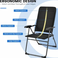 Tangkula Patio Chairs Set of 2/4, Folding Patio Dining Chairs with 7 Adjustable Backrest Positions