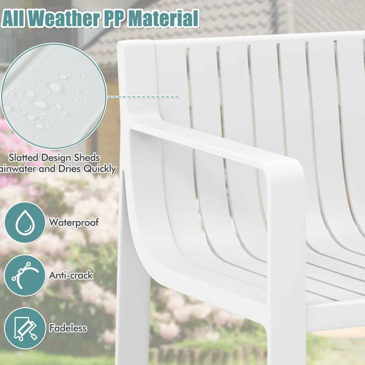 Tangkula Patio Chairs Set of 2/4, Weather-Resistant Plastic Outdoor Armchairs